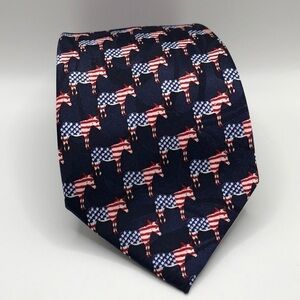 Steven Harris Navy Blue Tie with Democratic Donkey American Flag Logo NWOT